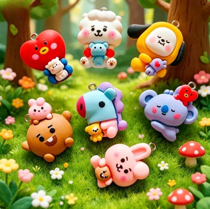 7pcs BT21 Resin Cartoon Charm  - огляд і ціна Cosplay Prop Making